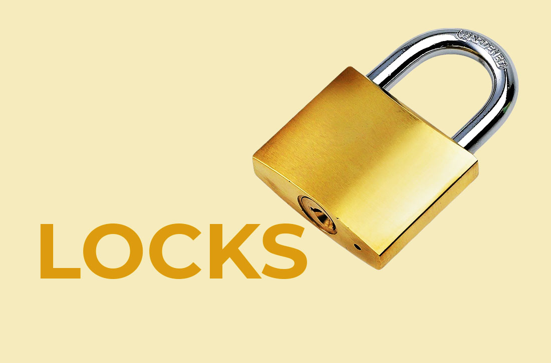 Lock with light grayish yellow background