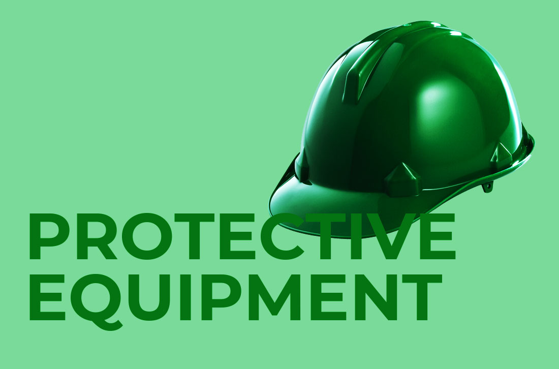 Protective equipment green hard hat with lime green background